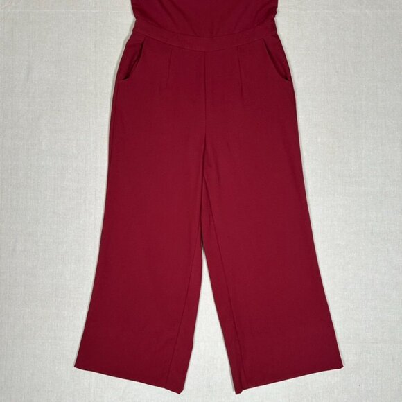 Voodoo Vixen Zoey Wide Leg Jumpsuit Womens XL Maroon Red Holiday Flutter HEMMED - Picture 5 of 16